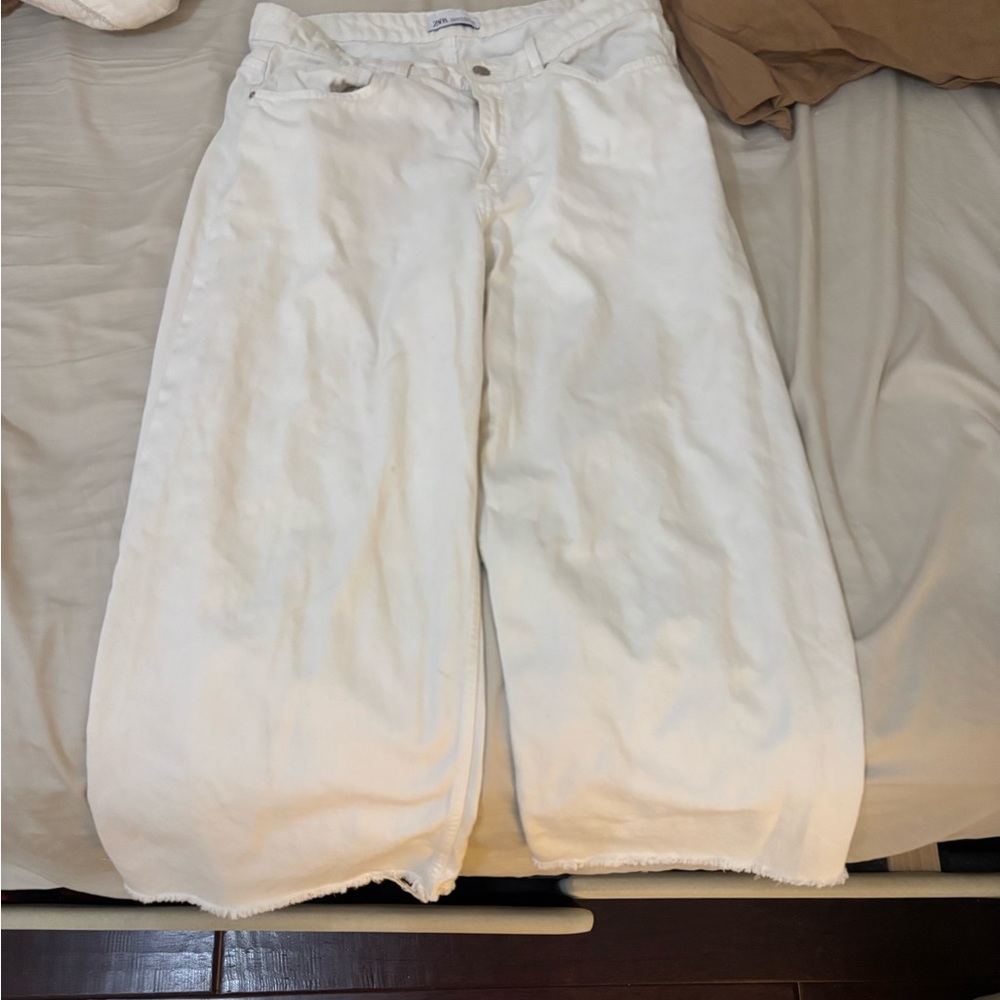 Zara Cream Wide-Leg Trousers